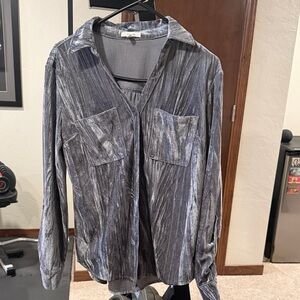 Maurices Metallic Charcoal Button-Down Shirt